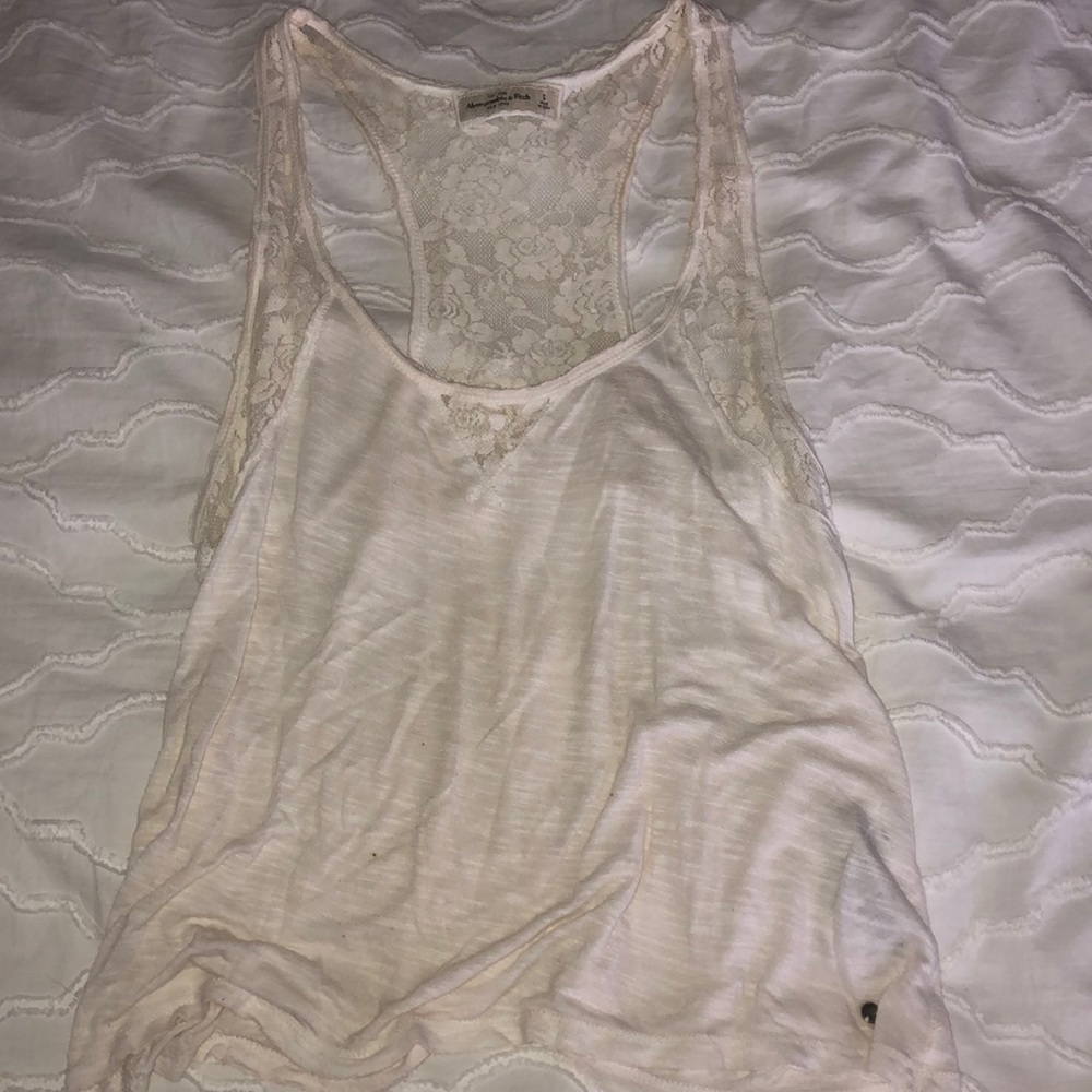Cute white flowy tank with lace detailing